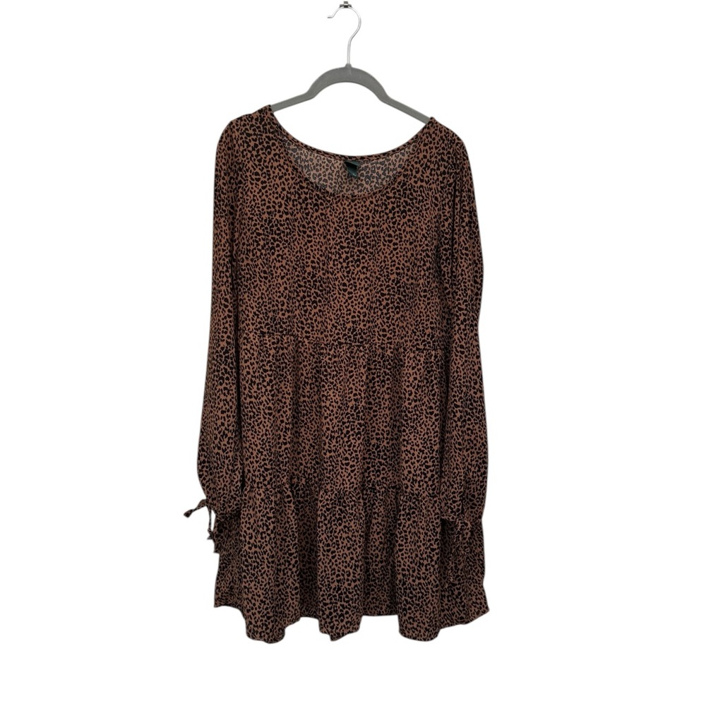 Wild Fable Leopard Print Long Sleeve Dress Medium - Picture 4 of 9